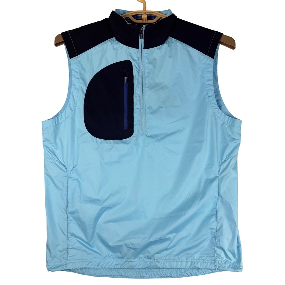 Zero Restriction Tour Series Mens Blue Quarter Zip Golf Vest Medium